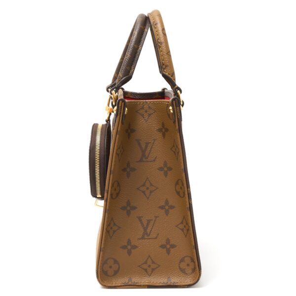 compass1726045657 Louis Vuitton On the Go PM Hand Shoulder Bag Reverse Leather Brown Beige