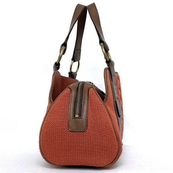 ec 18575 2 Chloe Handbag Cable Knitted Leather Orange Brown