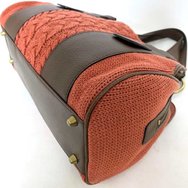 ec 18575 5 Chloe Handbag Cable Knitted Leather Orange Brown