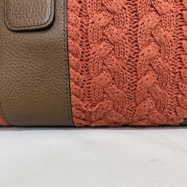 ec 18575 6 Chloe Handbag Cable Knitted Leather Orange Brown