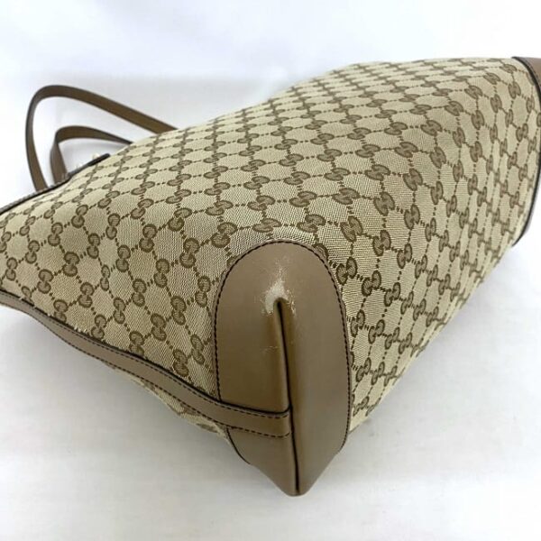 ec 18691 5 Gucci Tote Bag GG Canvas Leather Beige Brown