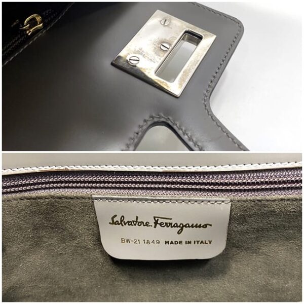 ec 18888 10 Salvatore Ferragamo Handbag Calf Leather Khaki Green