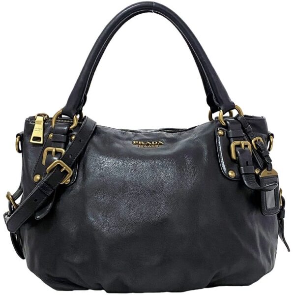 ec 18935 1 Prada 2way Bag Leather Black