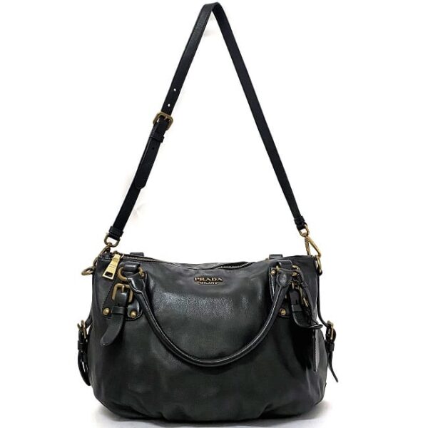 ec 18935 2 Prada 2way Bag Leather Black