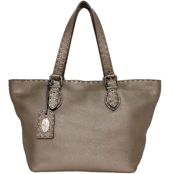 ec 18966 1 Fendi Tote Bag Leather Gray