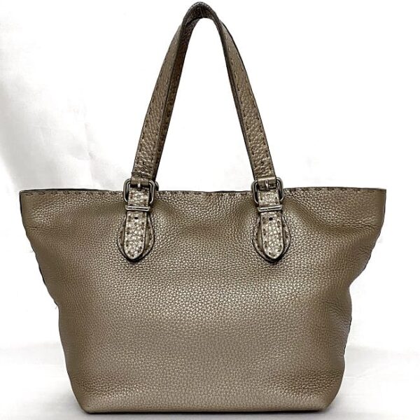 ec 18966 3 Fendi Tote Bag Leather Gray