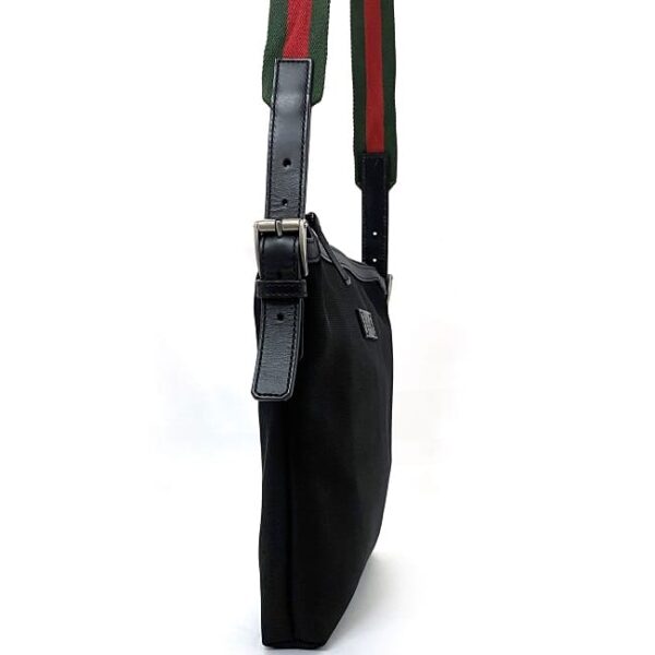 ec 18985 3 Gucci Shoulder Bag Nylon Canvas Leather Black Green Red