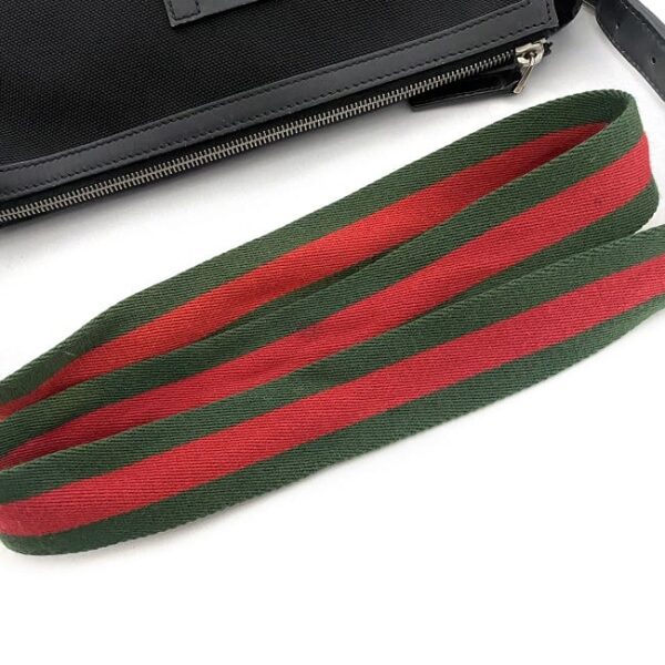 ec 18985 9 Gucci Shoulder Bag Nylon Canvas Leather Black Green Red