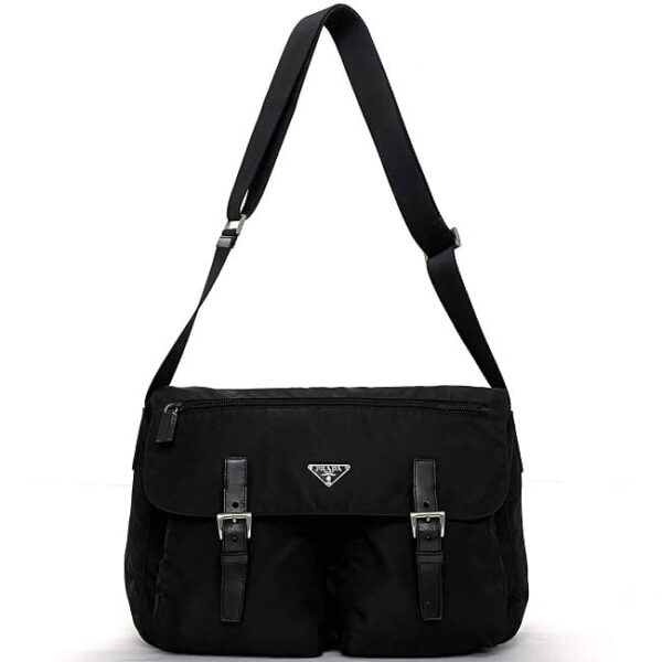 ec 19043 2 Prada Shoulder Bag Nylon Leather Black