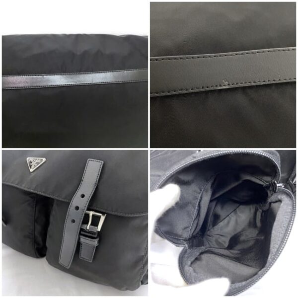 ec 19043 9 Prada Shoulder Bag Nylon Leather Black