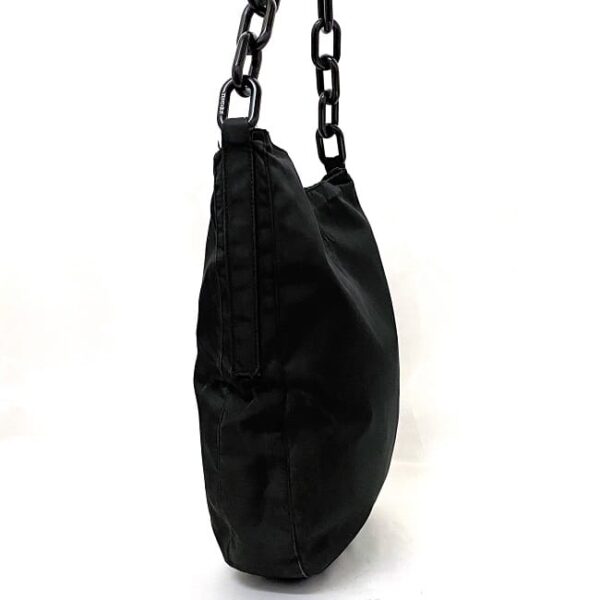 ec 19517 2 Prada Chain Shoulder Bag Nylon Black