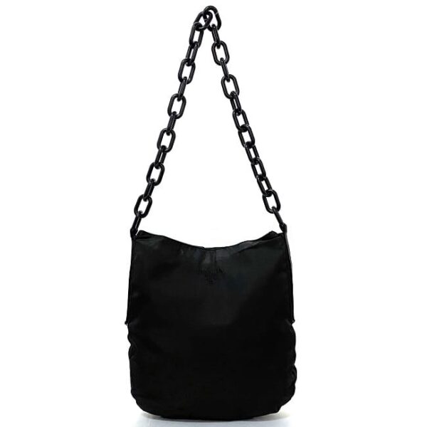 ec 19517 4 Prada Chain Shoulder Bag Nylon Black