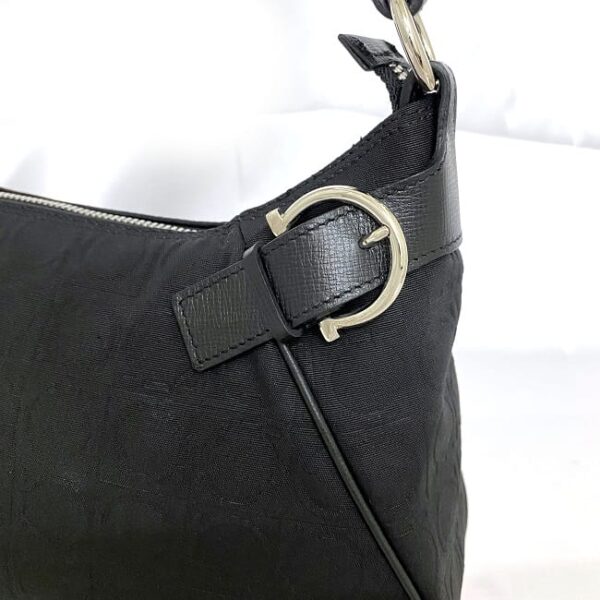 ec 19737 6 Salvatore Ferragamo Shoulder Bag Canvas Leather Black