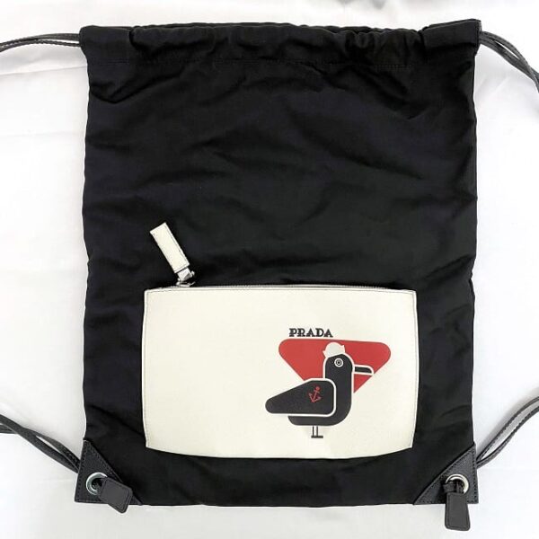 ec 19990 4 Prada Knapsack Nylon Leather Black White