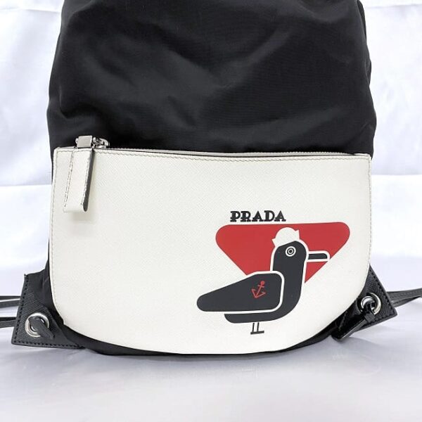 ec 19990 6 Prada Knapsack Nylon Leather Black White