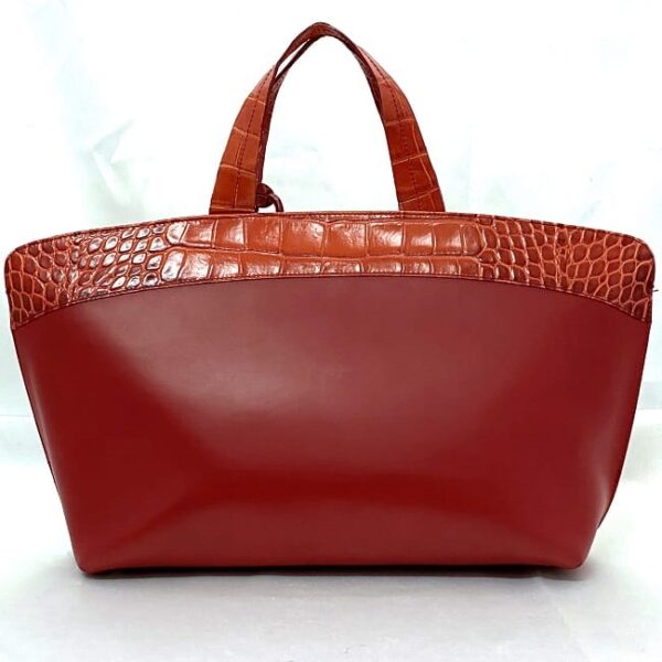 ec 20678 3 Furla Handbag Croco Embossed Leather Red