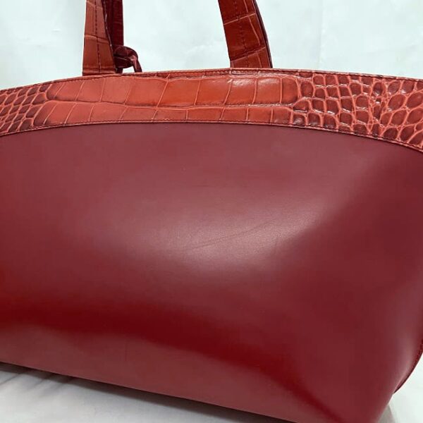 ec 20678 6 Furla Handbag Croco Embossed Leather Red