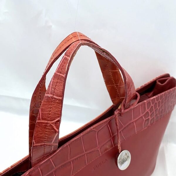 ec 20678 8 Furla Handbag Croco Embossed Leather Red