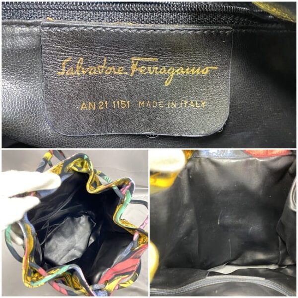 ec 20767 10 Salvatore Ferragamo Drawstring Bag Canvas Black Multicolor