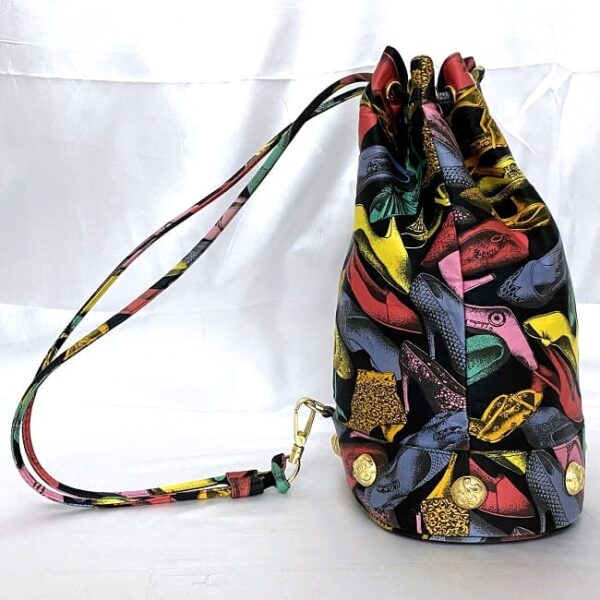 ec 20767 2 Salvatore Ferragamo Drawstring Bag Canvas Black Multicolor