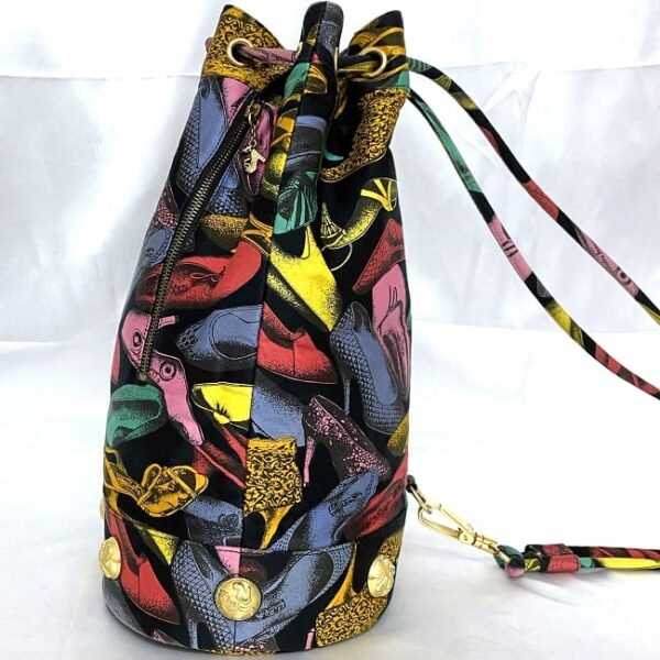 ec 20767 4 Salvatore Ferragamo Drawstring Bag Canvas Black Multicolor