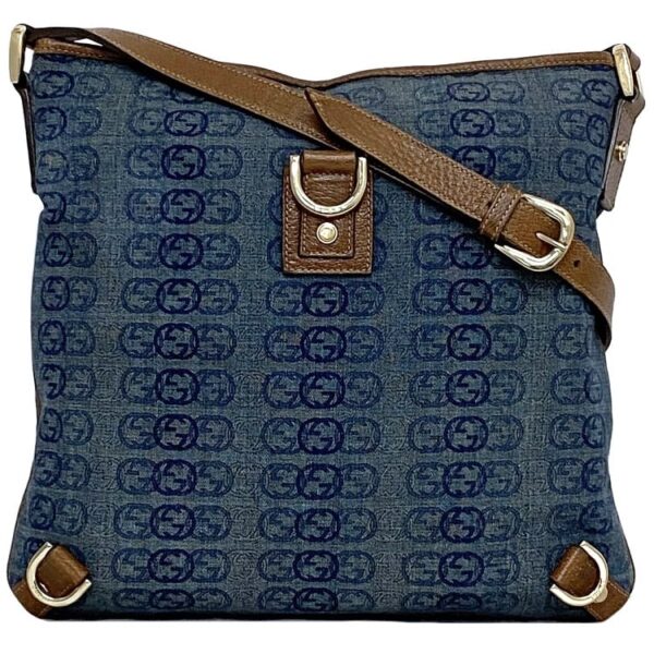 ec 20774 1 Gucci Interlocking Abbey Shoulder Bag GG Leather Denim Blue