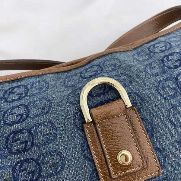 ec 20774 8 Gucci Interlocking Abbey Shoulder Bag GG Leather Denim Blue