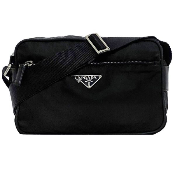 ec 20787 1 Prada Shoulder Bag Nylon Leather Black