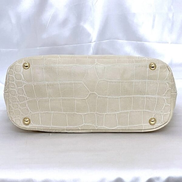 ec 20876 4 Furla Tote Bag Croco Embossed Leather Cream White