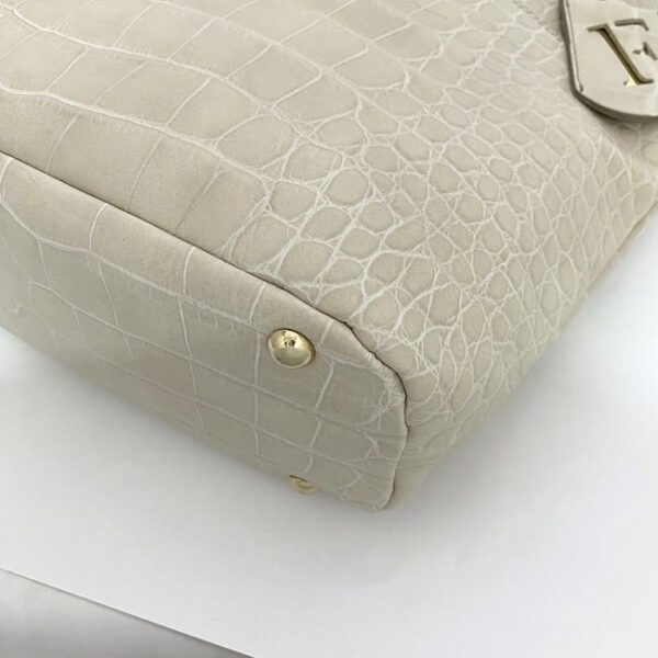 ec 20876 5 Furla Tote Bag Croco Embossed Leather Cream White