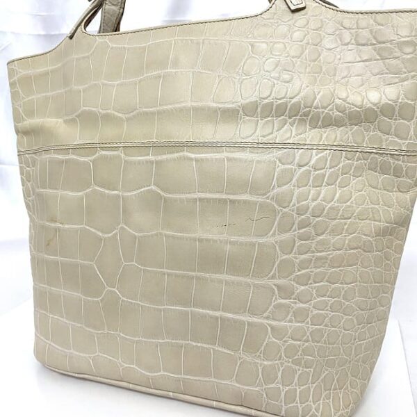 ec 20876 6 Furla Tote Bag Croco Embossed Leather Cream White