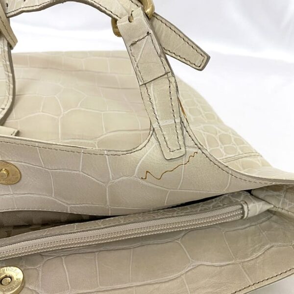 ec 20876 8 Furla Tote Bag Croco Embossed Leather Cream White