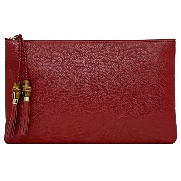 ec 20877 1 Gucci Bamboo Clutch Bag Leather Red