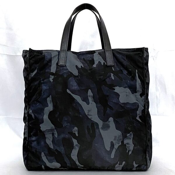 ec 20879 3 Prada Tote Bag Nylon Leather Blue Black