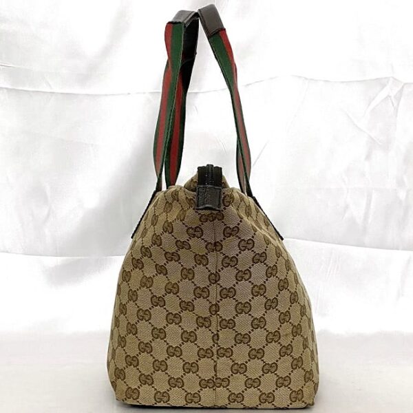 ec 21006 2 Gucci Sherry Handbag Canvas Leather Beige Brown