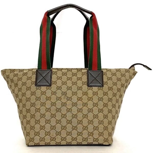 ec 21006 3 Gucci Sherry Handbag Canvas Leather Beige Brown