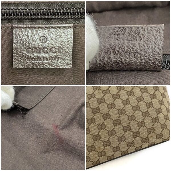 ec 21006 9 Gucci Sherry Handbag Canvas Leather Beige Brown