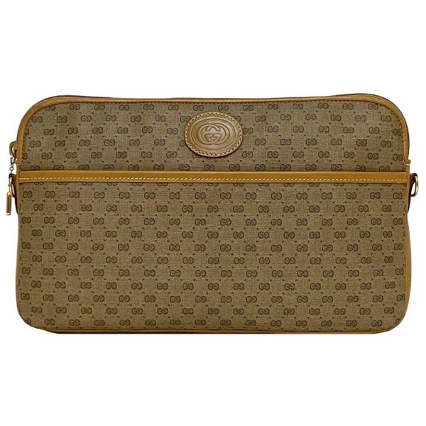 ec 21017 1 Gucci Clutch Bag GG Leather Beige Brown