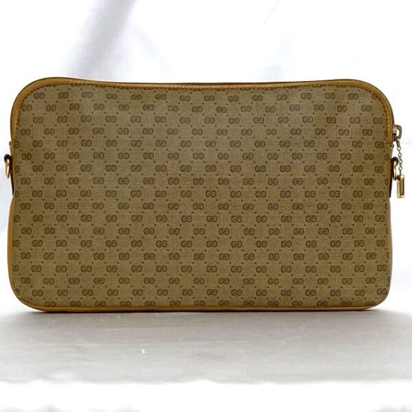 ec 21017 3 Gucci Clutch Bag GG Leather Beige Brown