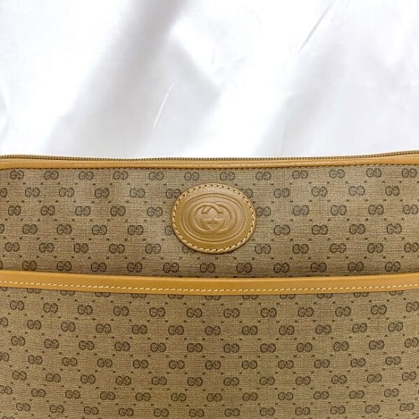 ec 21017 6 Gucci Clutch Bag GG Leather Beige Brown