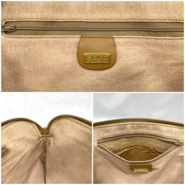 ec 21017 9 Gucci Clutch Bag GG Leather Beige Brown