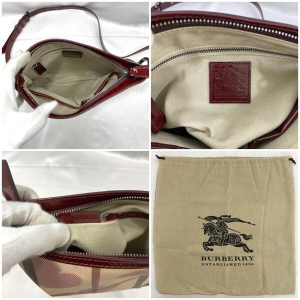 ec 21040 10 Burberry Shoulder Bag Heart Patent Leather Bordeaux Beige