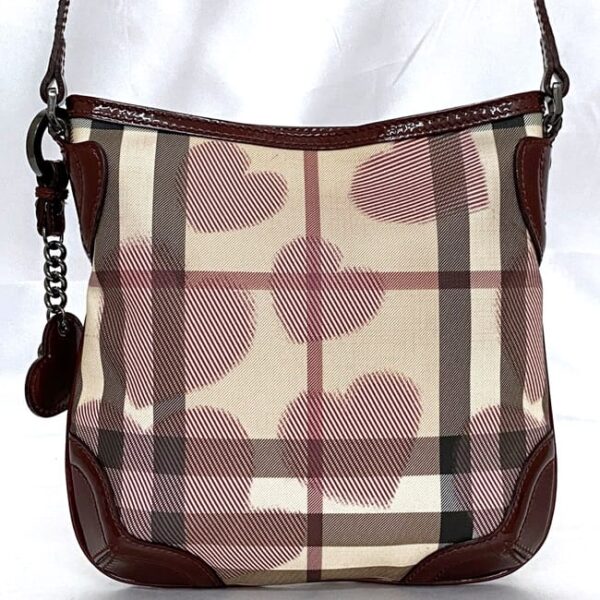 ec 21040 3 Burberry Shoulder Bag Heart Patent Leather Bordeaux Beige