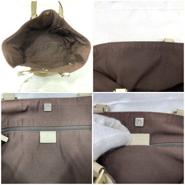 ec 21043 10 Gucci Tote Bag GG Canvas Leather Beige Cream