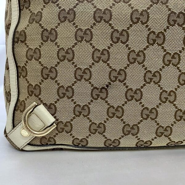 ec 21043 7 Gucci Tote Bag GG Canvas Leather Beige Cream