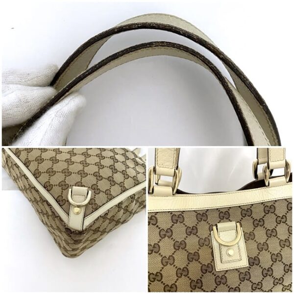 ec 21043 9 Gucci Tote Bag GG Canvas Leather Beige Cream