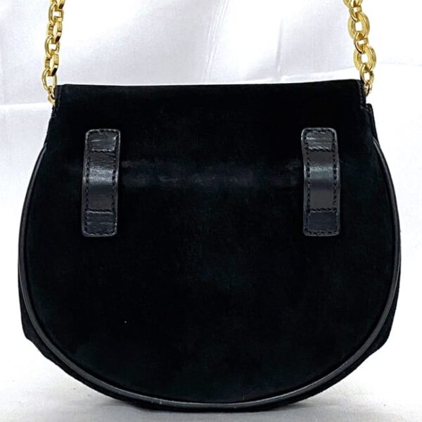 ec 21217 3 Salvatore Ferragamo Chain Shoulder Bag Suede Leather Black