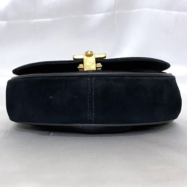 ec 21217 5 Salvatore Ferragamo Chain Shoulder Bag Suede Leather Black