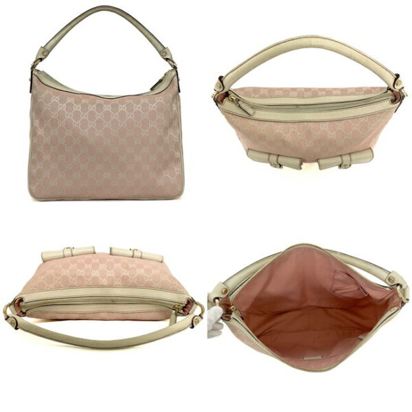 ec14017 3 Gucci Abbey Shoulder Bag Canvas Leather Pink White