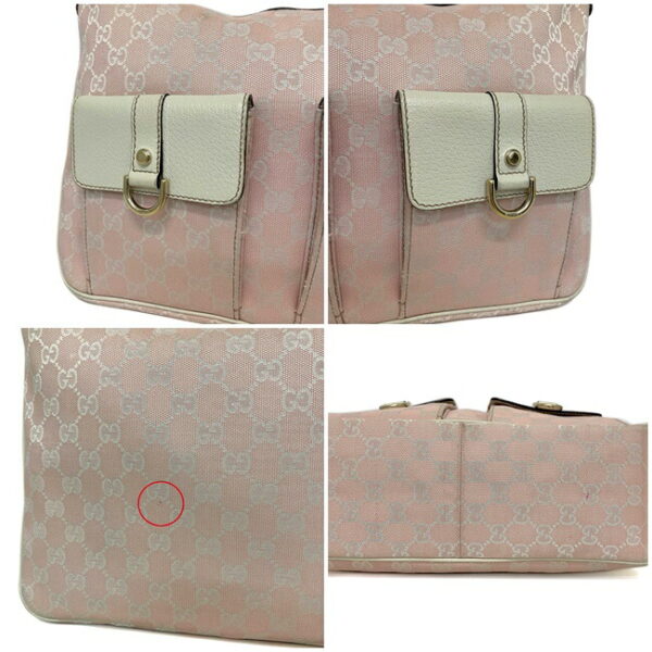 ec14017 7 Gucci Abbey Shoulder Bag Canvas Leather Pink White